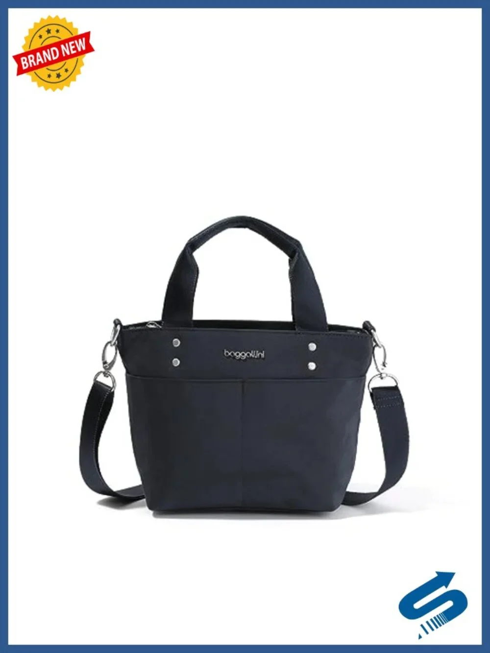 Mini Carryall Tote - Lightweight Nylon, Crossbody Strap, Zip Closure